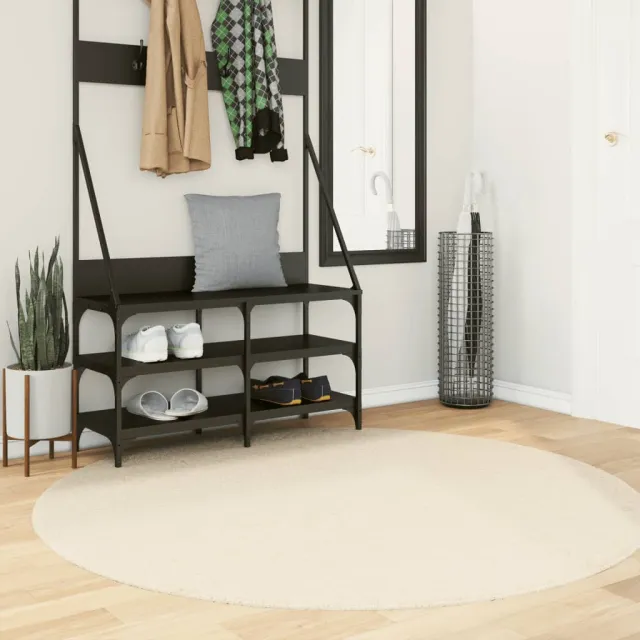 vidaXL Vloerkleed HUARTE laagpolig zacht wasbaar Ø 160 cm crème, foto 2
