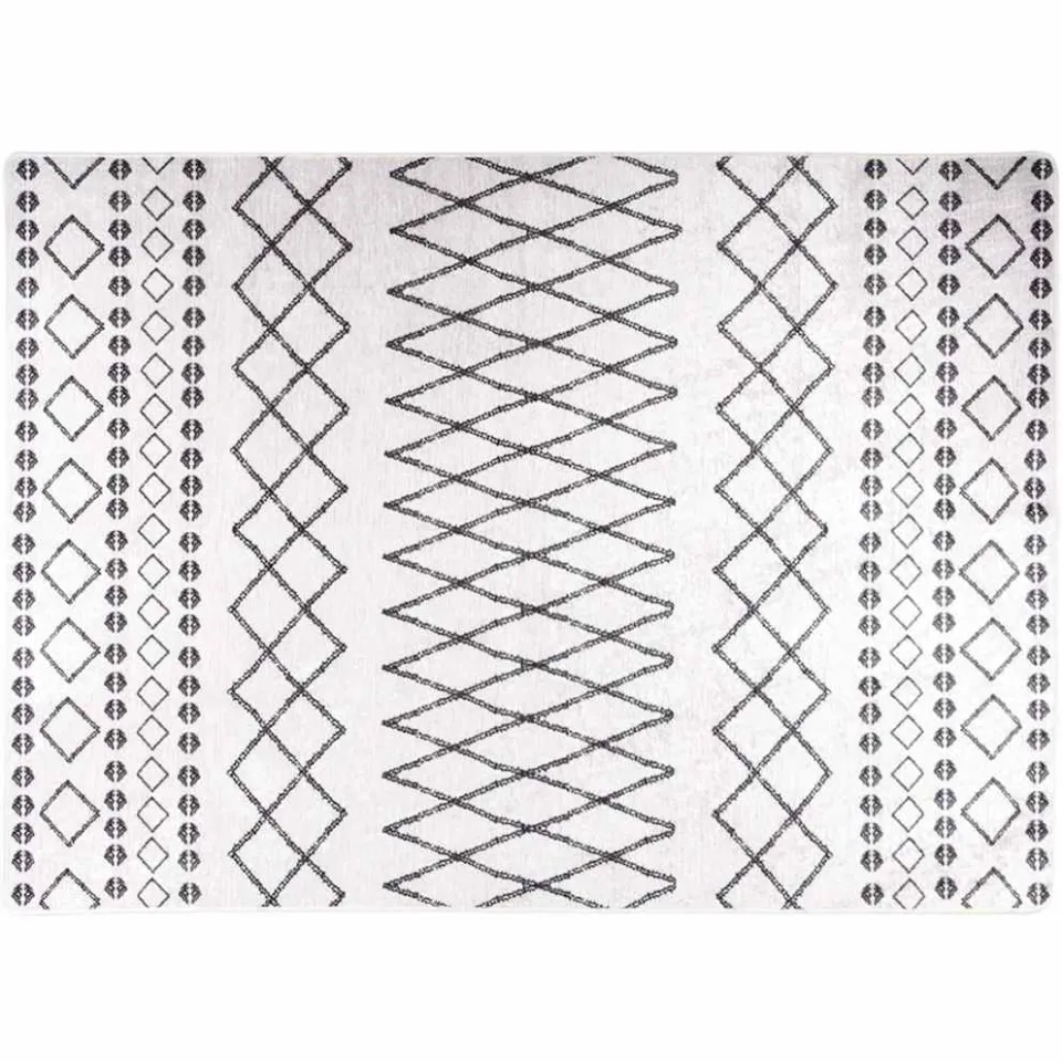 vidaXL Vloerkleed wasbaar 120x180 cm zwart en wit