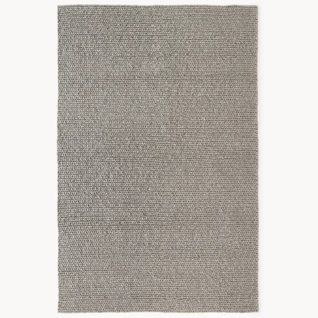 Westwing Collection Wollen vloerkleed Bruna met gevlochten structuur Taupe