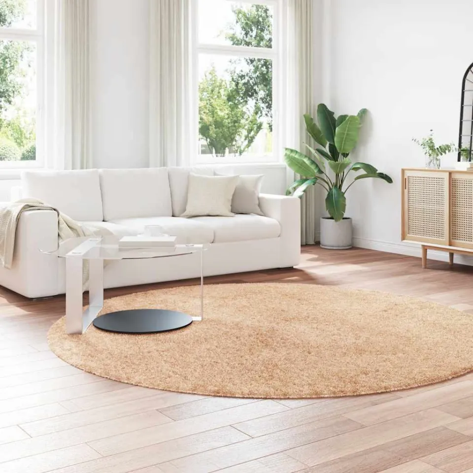 vidaXL Hoogpolig vloerkleed NAVARRA 240x240 cm polyester beige, foto 2