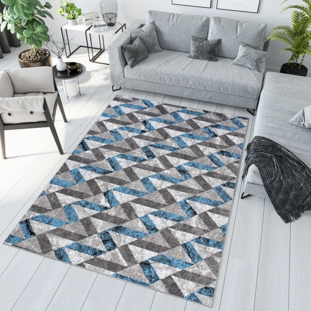 Tapiso Maya Vloerkleed Grijs Woonkamer Abstract Blauw Tapijt Maat- 140x200 Grijs Blauw 4