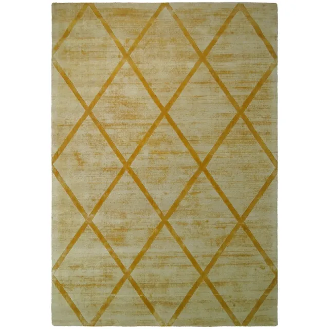 Padiro design laagpolig vloerkleed 200 x 290 cm - oker / geel - modern geometrisch patroon - voor vloerverwarming - van viscose en katoen