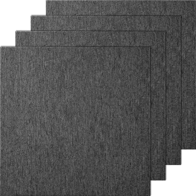 Vevor Tapijttegels 500x500x5mm Tapijt Met Aangehechte Vulling Zacht Gevoerde Tapijttegels Eenvoudige Doe-Het-Zelf Installatie voor Slaapkamer Woonkamer (20 Stuks, Donkergrijs)