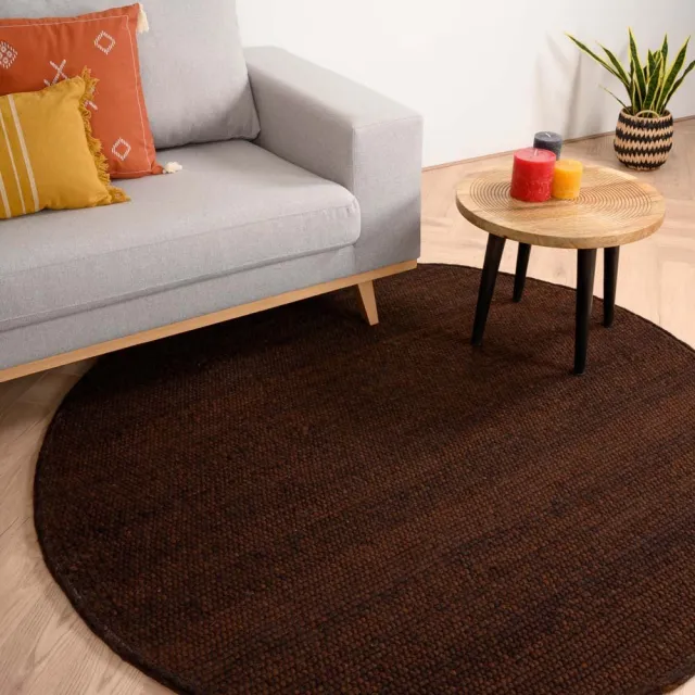 Nordic Weavers Rond wollen vloerkleed - Lett cacao 300 bruin