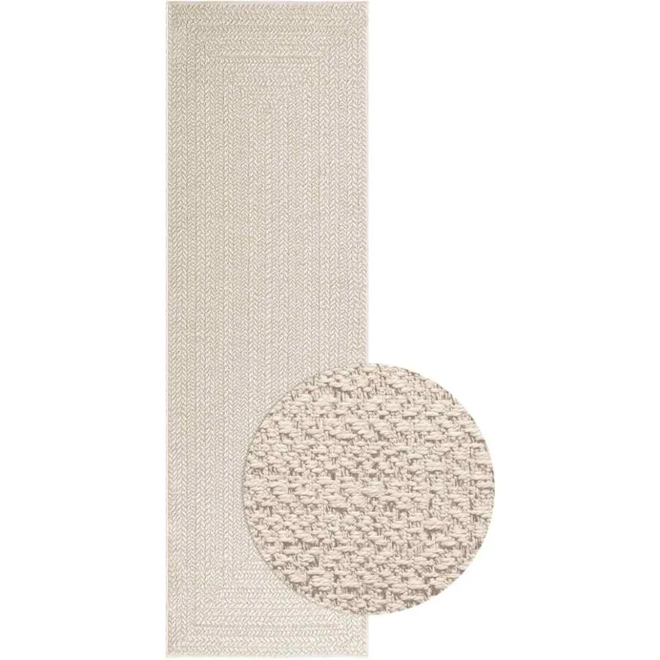 vidaXL Vloerkleed ZIZUR room binnen en buiten 80x250 cm jute look crème, foto 2