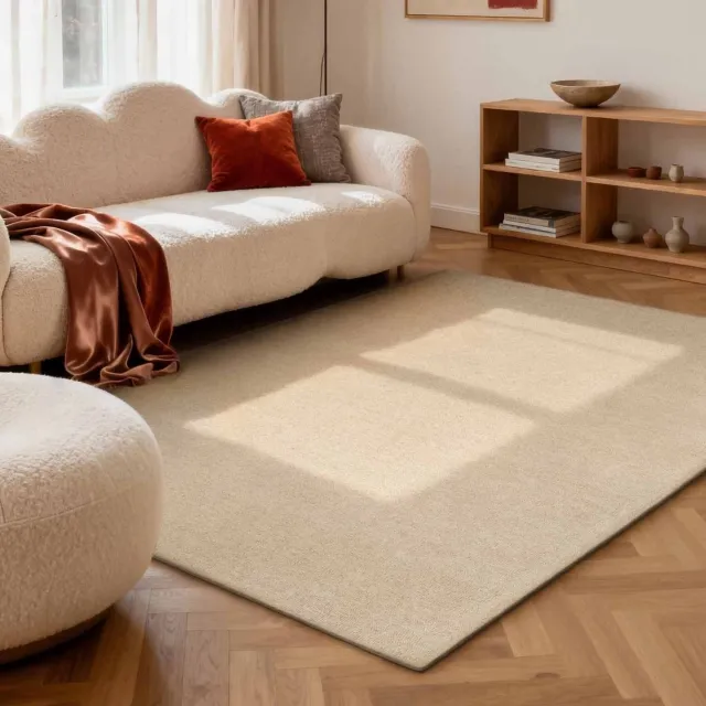 Elle Decoration Puristic wollen vloerkleed Knots Lichtbeige - 160 x 230 cm - (M)