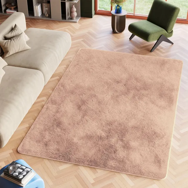 Tapiso Silk Vloerkleed Beige Licht Hoogpolig Woonkamer Tapijt Maat- 140x200