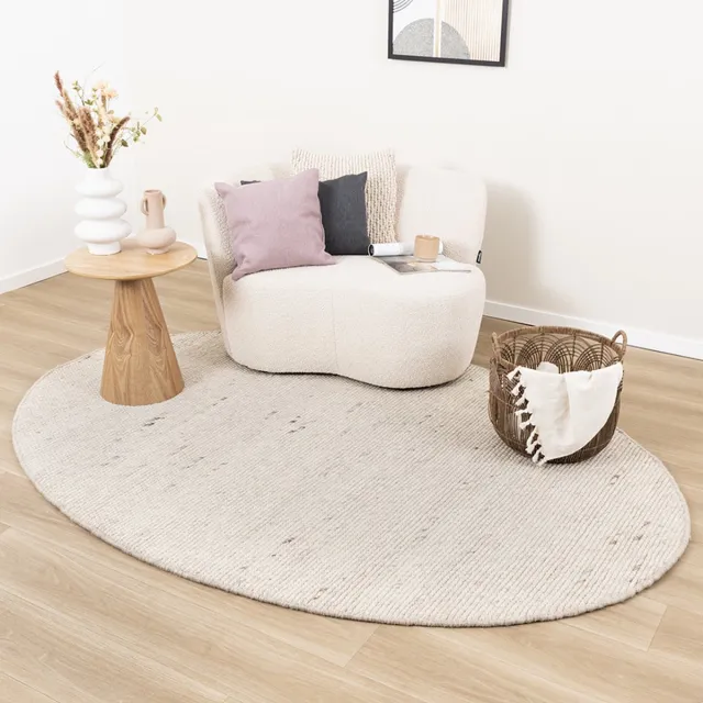 NATURL. Wollen organisch vloerkleed - Feline Wit/Gemeleerd - 122x183cm Crème