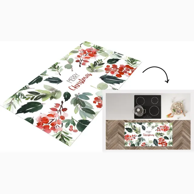 KitchenYeah Keukenloper - Loper keuken - Kerst - Quote - Waterverf - Keukenloper vinyl Multicolor
