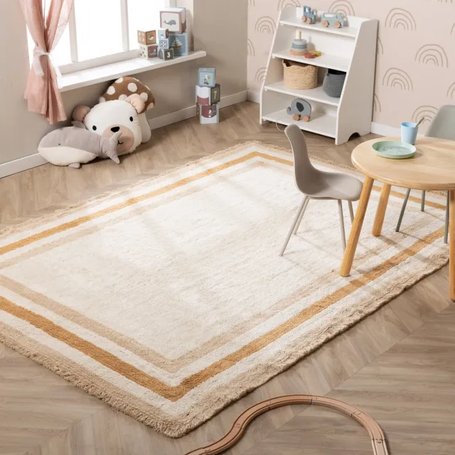Little Olly Wasbaar kindervloerkleed - Milo Beige | 100% katoen - 80x150cm