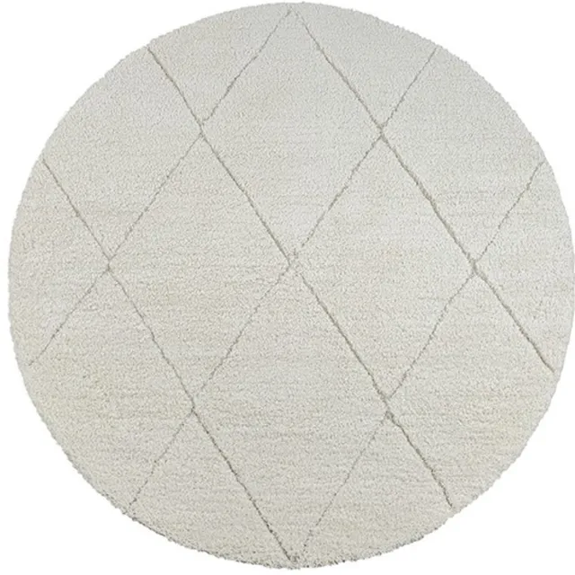 TapisTrend Harig tapijt Crème Hoogpolig vloerkleed met een groot ruitpatroon voor de woonkamer, slaapkamer en ontspanningsruimte Beige