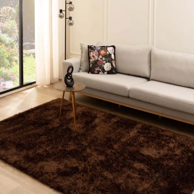 Tapeso Velvet vloerkleed - Posh donkerbruin 200x300