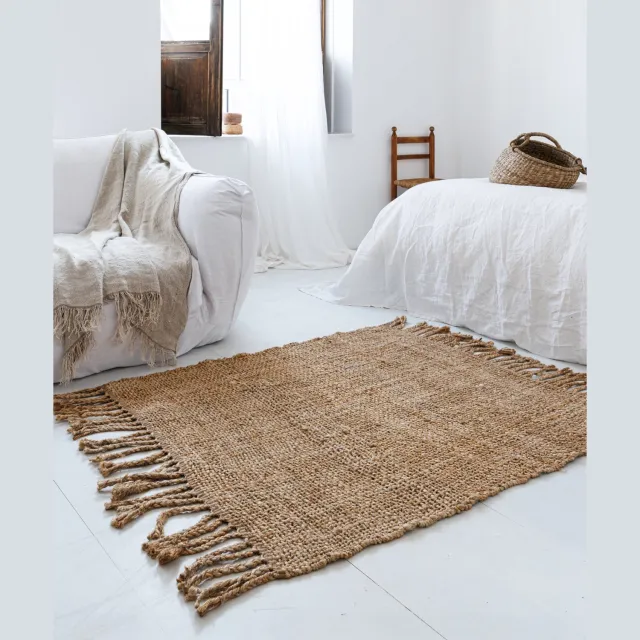 Boho&me Jute vloerkleed vierkant - Chunky naturel 250x250
