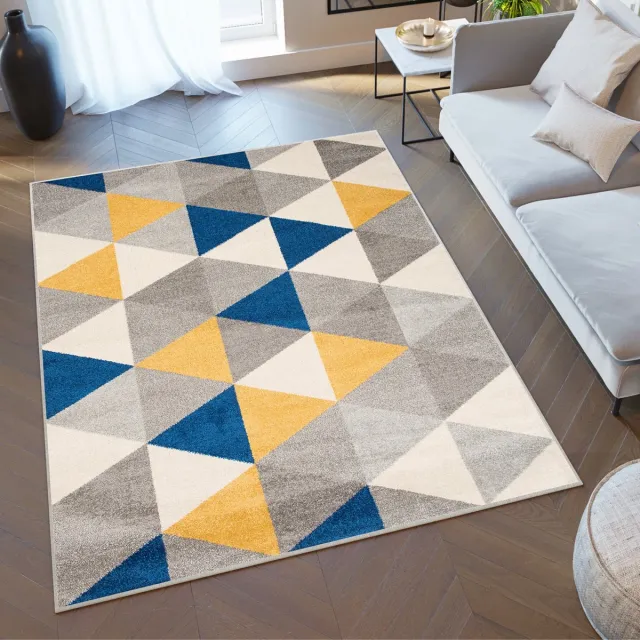 Tapiso Lazur Vloerkleed Grijs Geel Blauw Woonkamer Modern Tapijt Geel Grijs Blauw