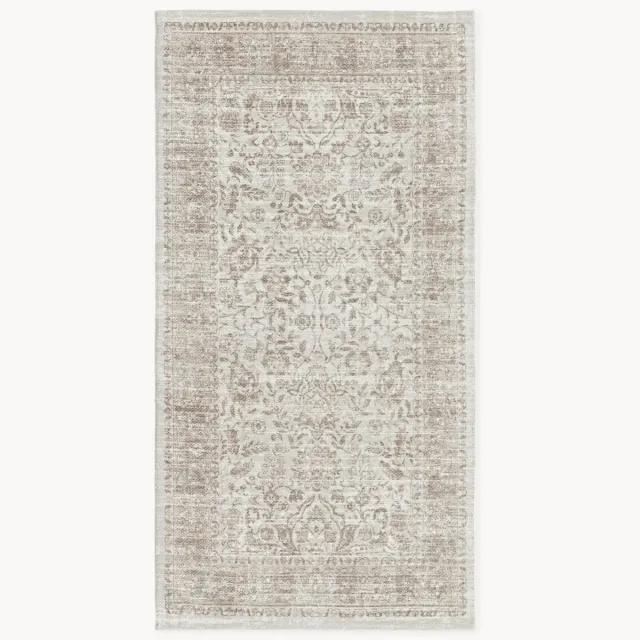 Westwing Collection Handgeweven in- & outdoor vloerkleed Tiara met vintage patroon Beige