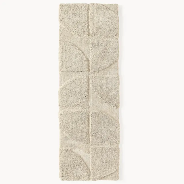 Westwing Collection Pluizige hoogpolige loper Jade met verhoogde hoog-laag structuur Beige