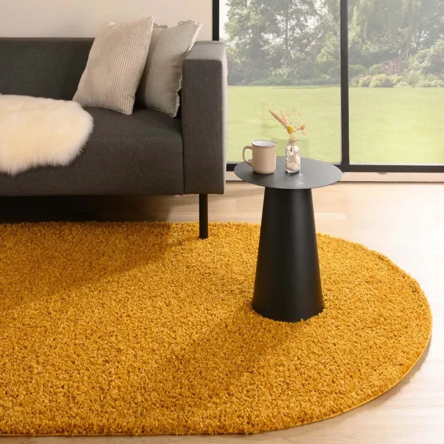 Tapeso Vloerkleed ovaal hoogpolig - Shaggy Trend okergeel 120x180
