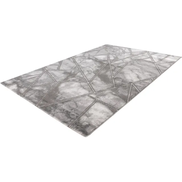 Tapijtenmagazijn Marmaris Vloerkleed – Grijs – Marmerlook Design – Modern & Laagpolig – 120x170 cm