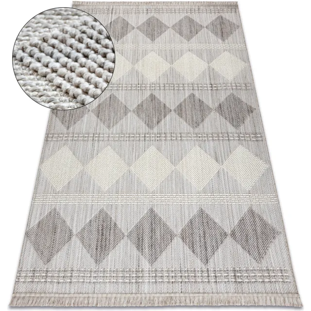 RUGSX Kleden Rugsx Vloerkleed NANO EO61A Diamanten, lus, platgeweven Grijs