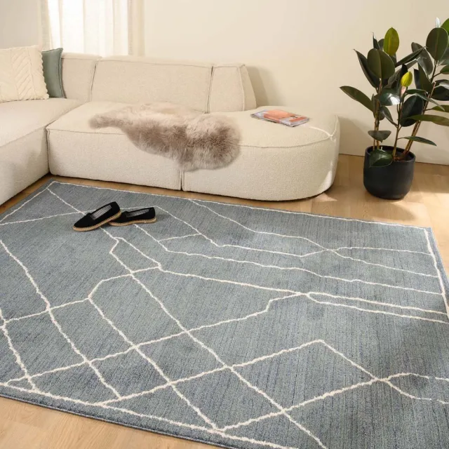 Tapeso Abstract vloerkleed - Fancy Sketch blauw
