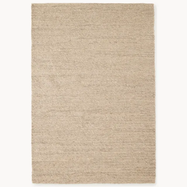Westwing Collection Handgemaakt wollen vloerkleed Bruna met gevlochten structuur beige