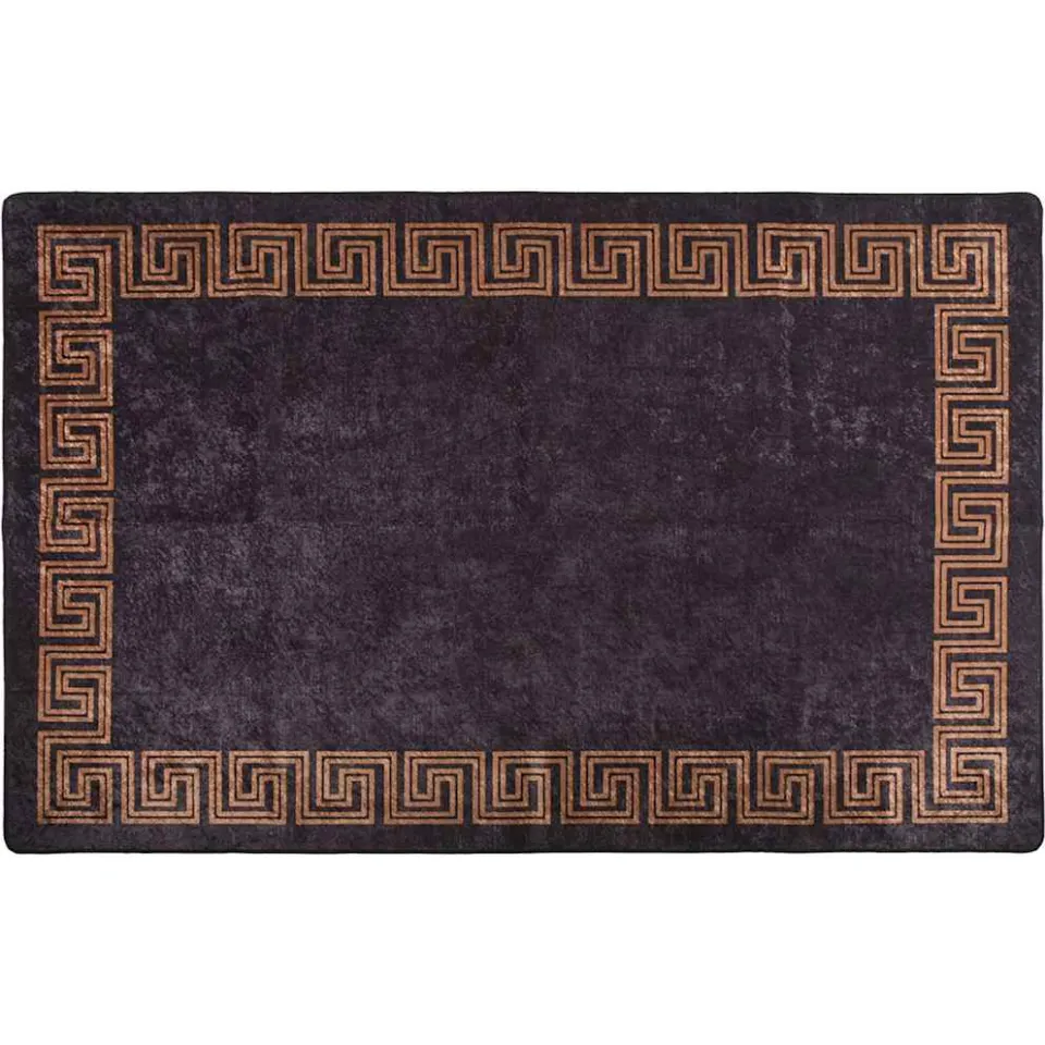 vidaXL Vloerkleed wasbaar 160x230 cm zwart en goudkleurig, foto 3