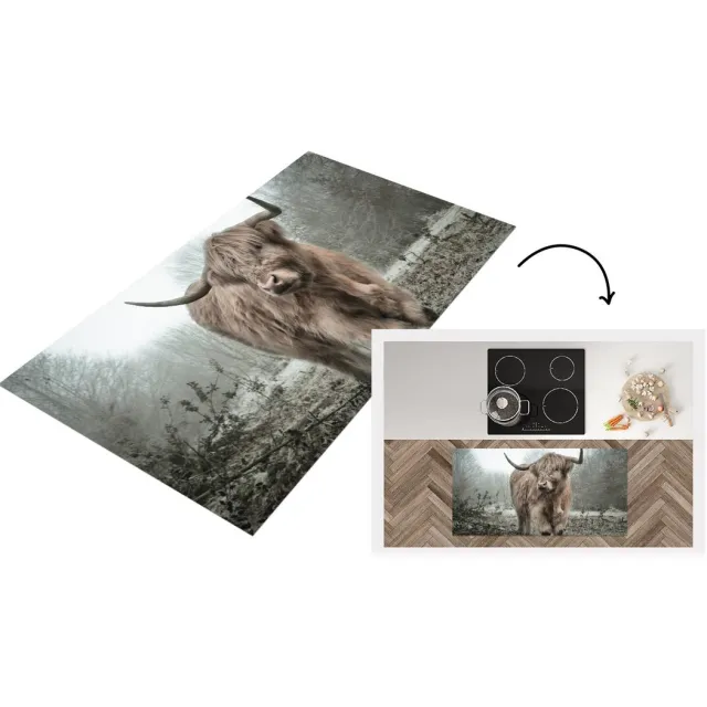 KitchenYeah Keukenloper - Loper keuken - Schotse hooglander - Natuur - Herfst - 120x60 cm - Keukenloper vinyl Multicolor