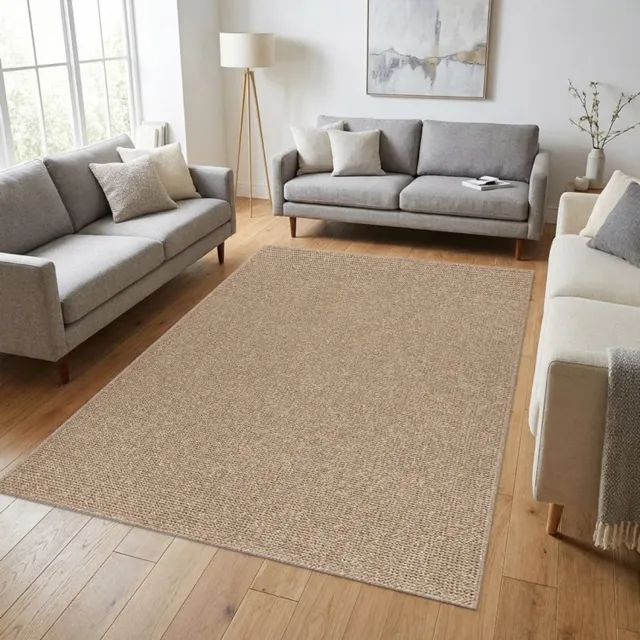 TapisTrend Designer tapijt Naturel Effen, natuurlijk lusvormig vloerkleed voor binnen en buiten, geschikt voor terras, balkon en woonkamer