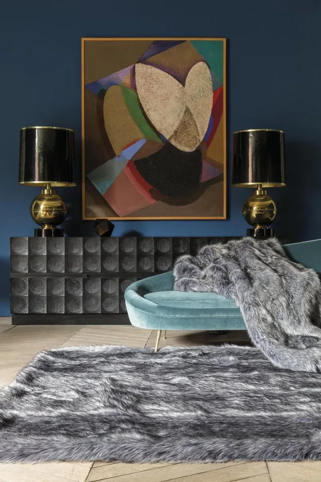 Ligne Pure Feel – Vloerkleed – Tapijt – imitatiebont – faux fur – luxueus – Zwart Nepbont - 64x120