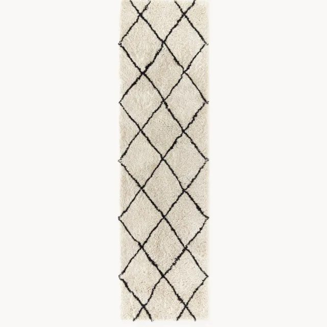 Westwing Collection Pluizige hoogpolige loper Naima, handgetuft Beige