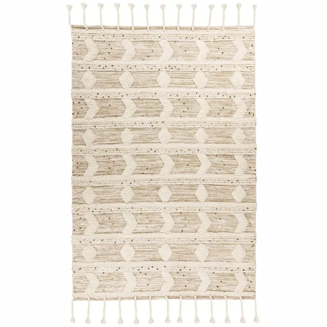 Dutch XXL Wollen Vloerkleed | Tapijt | Bohist | Geometrisch | Crème/Kaki | 200x290 cm Crème / Kaki