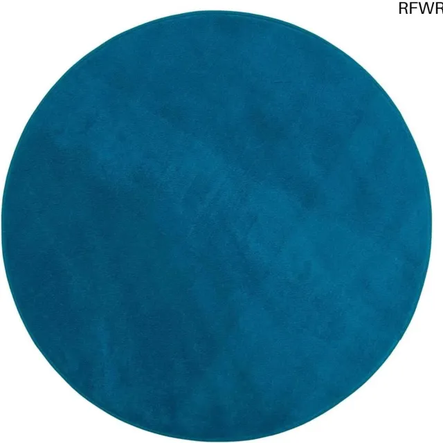 RFWR Rond hoogpolig badtapijt - 110 cm - Petrol - Ondersteunt Vloerverwarming