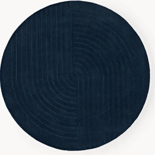 Westwing Collection Rond wollen vloerkleed Mason, handgetuft Blauw
