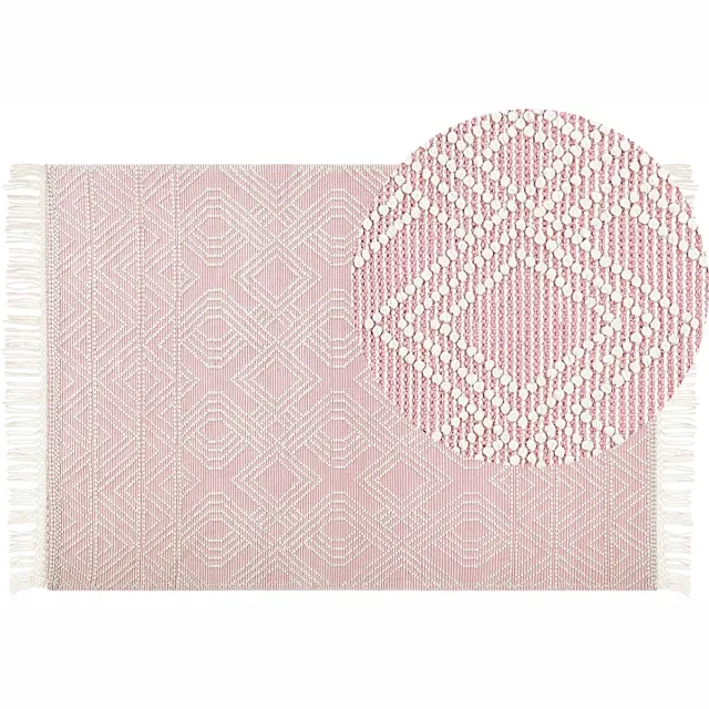 Beliani ADANA - Modern vloerkleed - Pastelroze - Wol