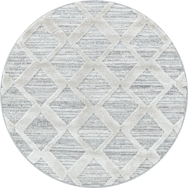 Ayyildiz Hoogpolig vloerkleed, boho-design, grijs, woonkamerkleed, jute achterkant, afmeting: 200 cm rond