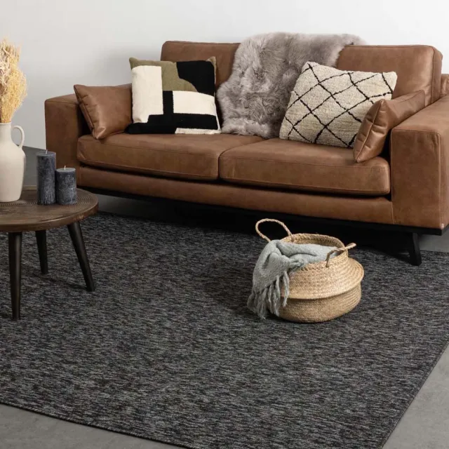 Tapeso Laagpolig vloerkleed - Lush antraciet 240x340