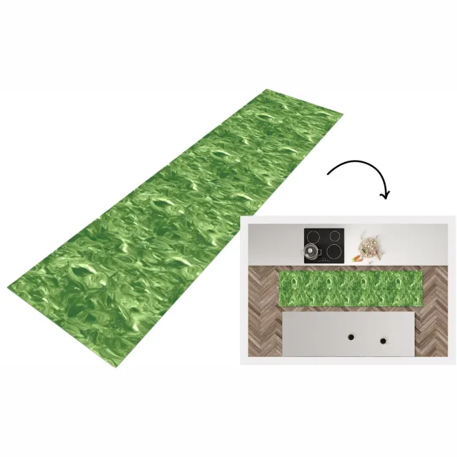 KitchenYeah Keukenloper - Keukenmat vinyl Verf - Marmer print - Groen - Design - Keukenmatten loper - Keuken vloerkleed tapijt, foto 5