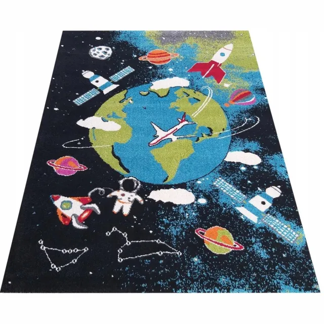 DYWANPOL SP.Z O.O. Kinderkamer Vloerkleed Ruimte 160x220 cm - Zacht en Duurzaam Blauw