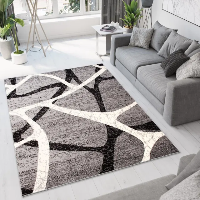 Tapiso Dream Vloerkleed Grijs Laagpolig Woonkamer Slaapkamer Tapijt Maat- 140x200 Grijs Zwart Wit