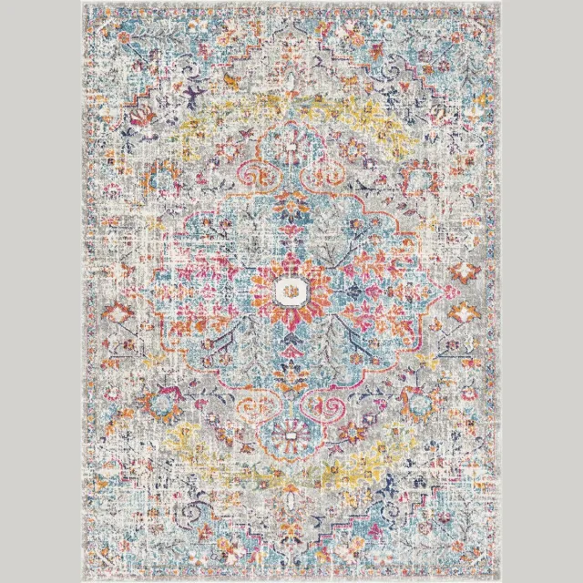 Surya Lou vloerkleed vintage oosters eendblauw