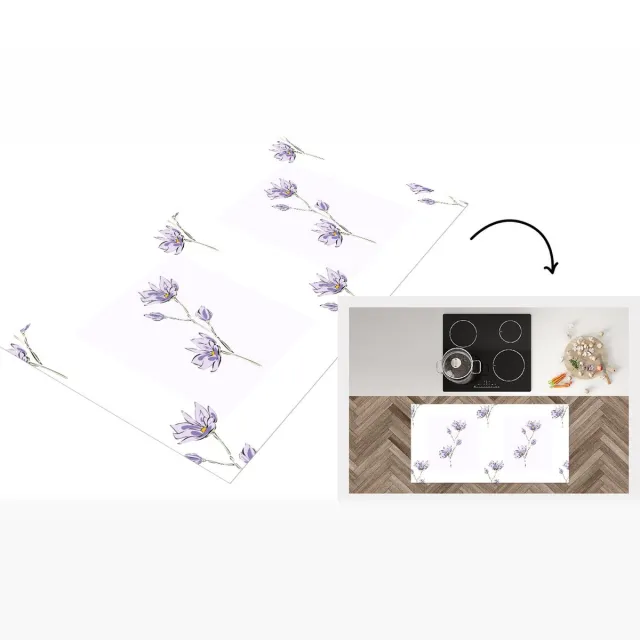 KitchenYeah Keukenloper - Loper keuken - Bloemen - Paars - Lente - Patronen - 120x60 cm - Keukenloper vinyl Multicolor