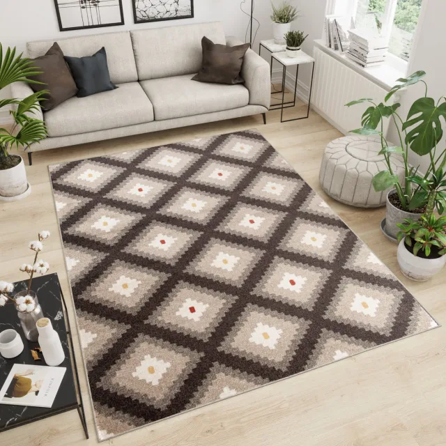 Tapiso Maroko Vloerkleed Tapijt Woonkamer Bruin