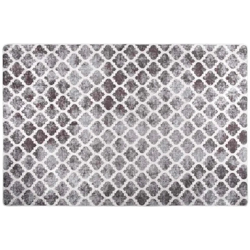 vidaXL Vloerkleed wasbaar anti-slip 80x150 cm meerkleurig Grijs