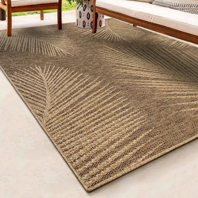 Mia´s Teppiche Mia’s Teppiche Soil – weerbestendig buitenkleed met antisliprug, duurzaam & onderhoudsvriendelijk, naturel met palmmotief 120 x 170 cm