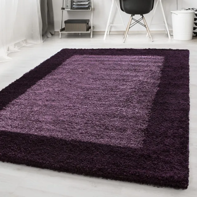 Muratap Basic Shaggy Kader vloerkleed Paars Hoogpolig