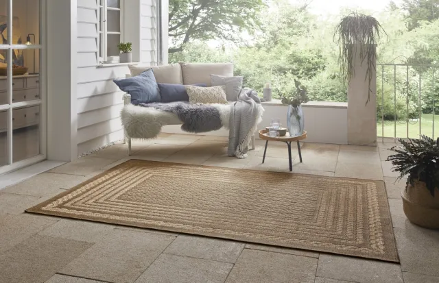 Mint rugs Flycarpets Jute look vloerkleed - Binnen en buitenkleed - Limonera Kader - Beige / Bruin 80x150 cm