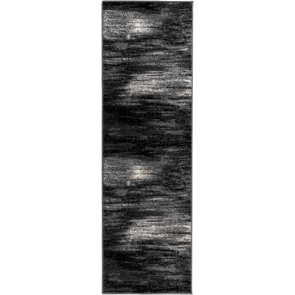 vidaXL Tapijtloper FLORNES Geweven Zwart Kwasten 80 x 350 cm PP 7 mm