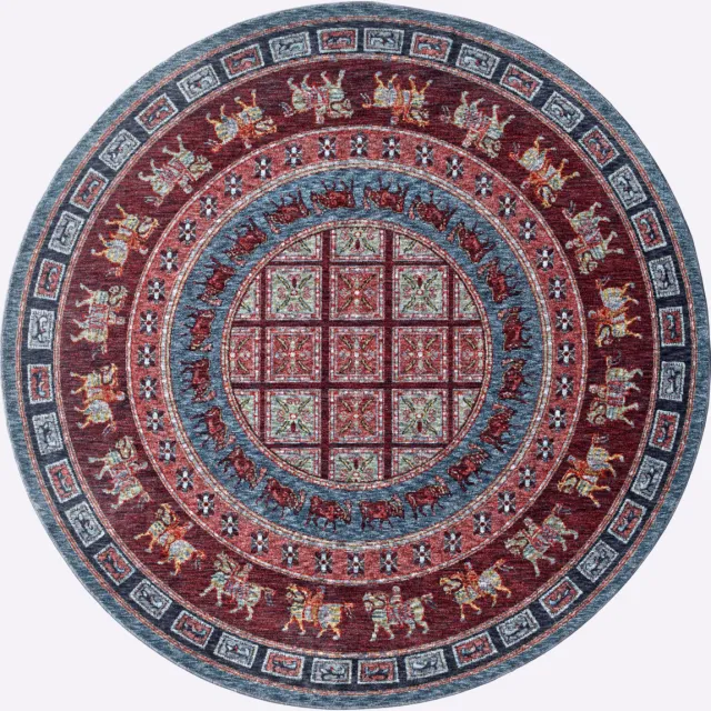 rond vloerkleed rood met blauw, foto 2