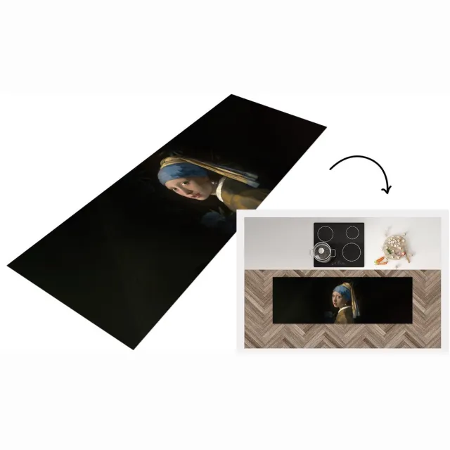 KitchenYeah Keukenloper - Loper keuken - Meisje met de parel - Vermeer - Schilderij - Keukenloper vinyl Multicolor