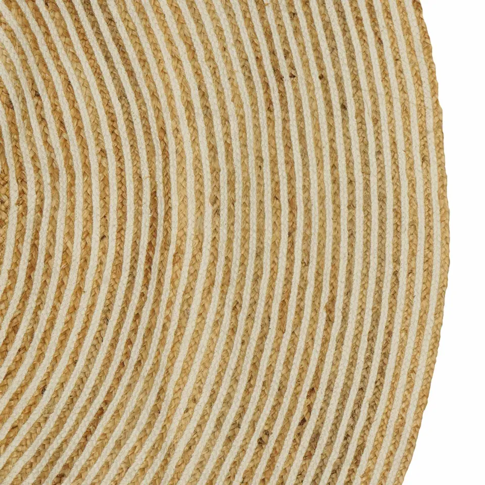 vidaXL Gebied Tapijt Wit Ø 180 cm Jute, foto 3